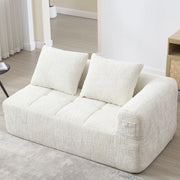 Divano chaise longue in ciniglia beige con tasche laterali e cuscino incluso