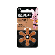 Duracell 81554625 Easy Tab Batterie per Apparecchi Acustici 312 6 Pezzi Senza Mercurio colore Marrone