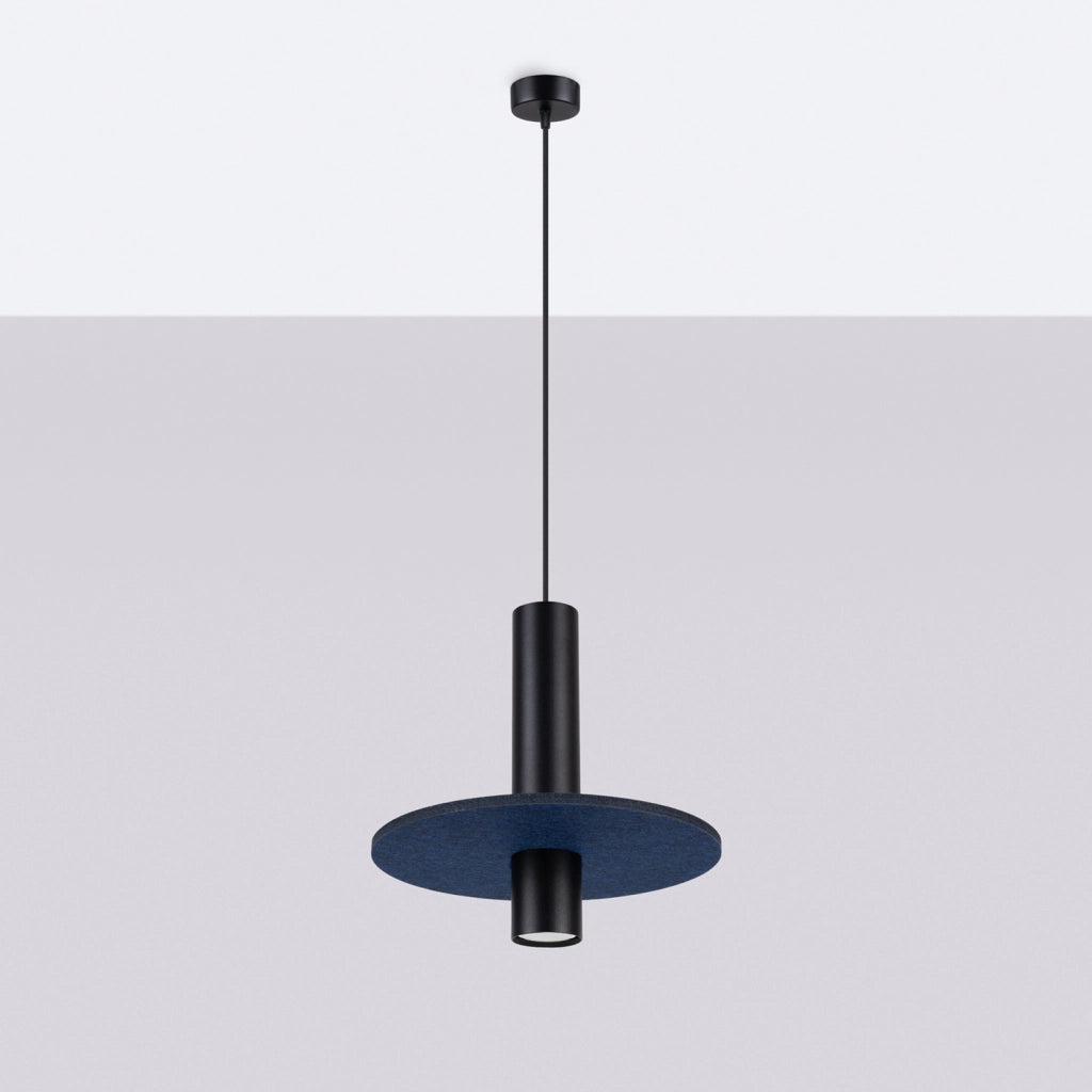 Sospensione moderna nera, disco feltro blu regolabile GU10 SCUTUM