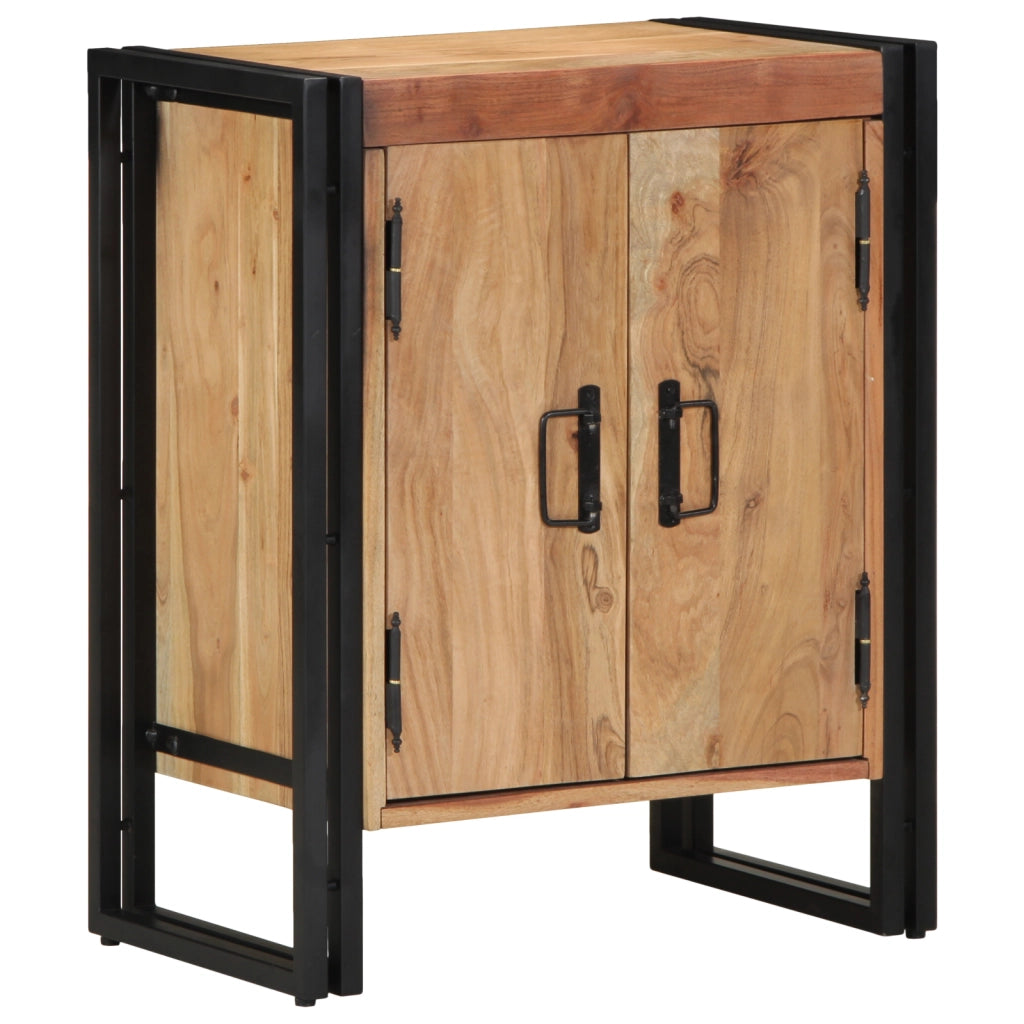 Mobile per scarpe  Nero 30x30x40 cm in legno massello di acacia e acciaio