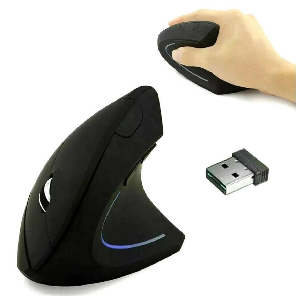 Trade Shop - Mouse Verticale Wireless 2.4ghz Ergonomico Con 7 Luci Led Rgb Senza Fili W9002 -