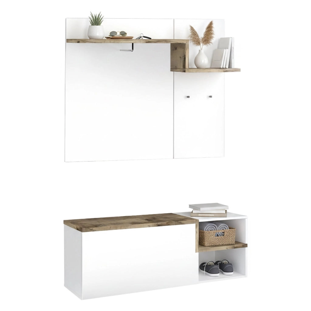 Graziella, Mobile da Ingresso 3 Ripiani Made in Italy, 120x40x154h cm Bianco Lucido