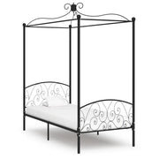 Letto a Baldacchino Nero in Metallo 90x200 cm cod mxl 60963
