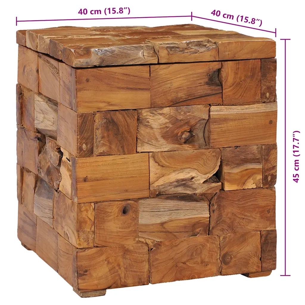 Sgabello con Contenitore in Legno Massello di Teak 281654