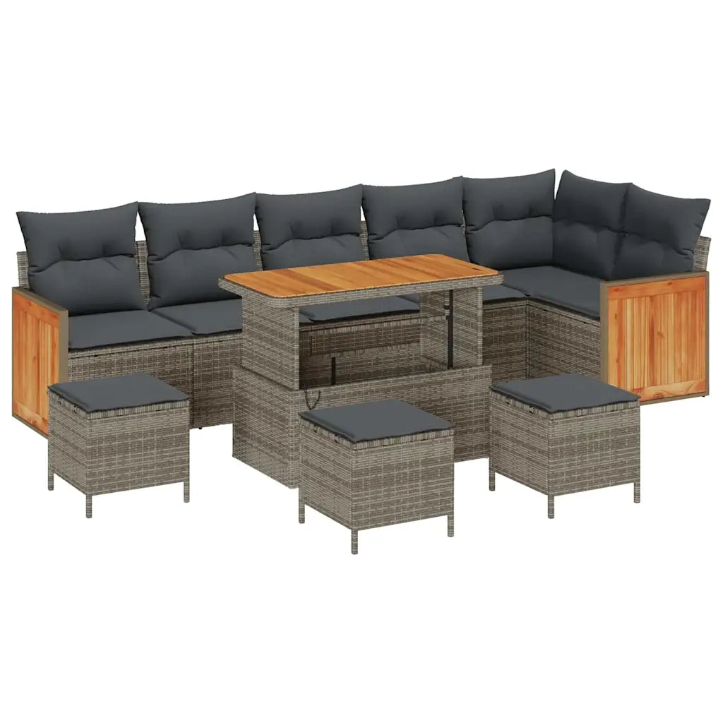 Set Divano da Giardino con cuscino 12 pcs Grigio polyrattan 3365283