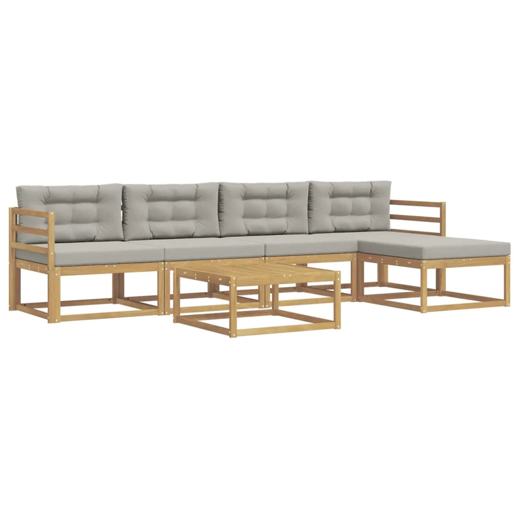 Set di divani da esterno 6 pz Bianco e Grigio Chiaro Poliestere 3386325