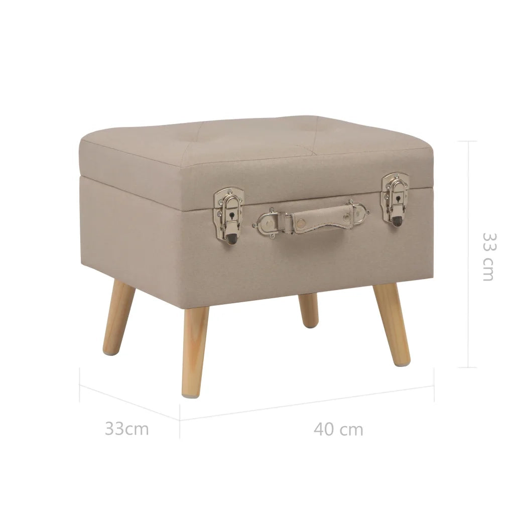 Sgabello con Contenitore 40 cm in Tessuto Beige cod mxl 49085