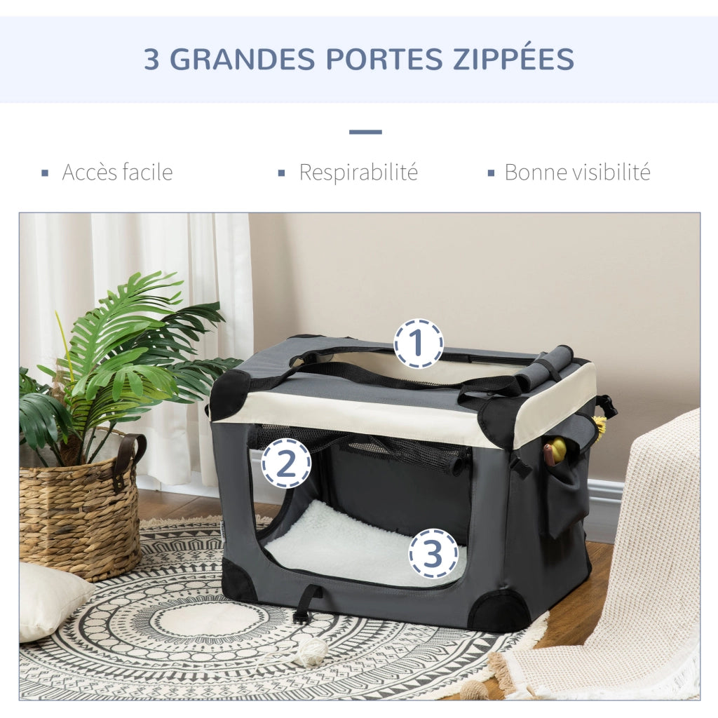 Borsa da trasporto pieghevole ¨C zephmum ¨C Grigio nero, poliestere Oxford, 3 tasche zip