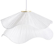 Lampada a sospensione con base in ferro e paralume in tessuto stile moderno luce d'atmosfera bianco
