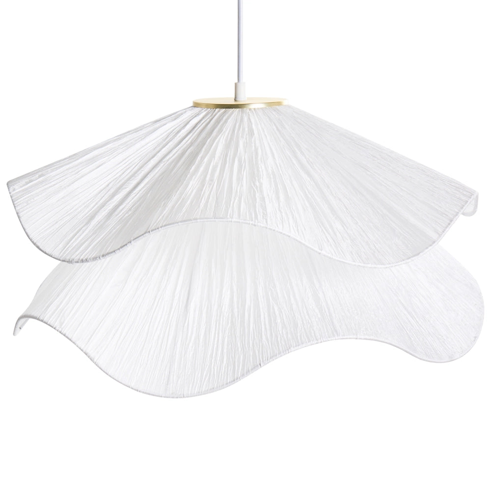 Lampada a sospensione con base in ferro e paralume in tessuto stile moderno luce d'atmosfera bianco