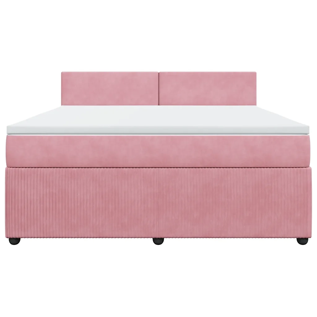 Giroletto a Molle con Materasso Rosa 180x200 cm in Velluto