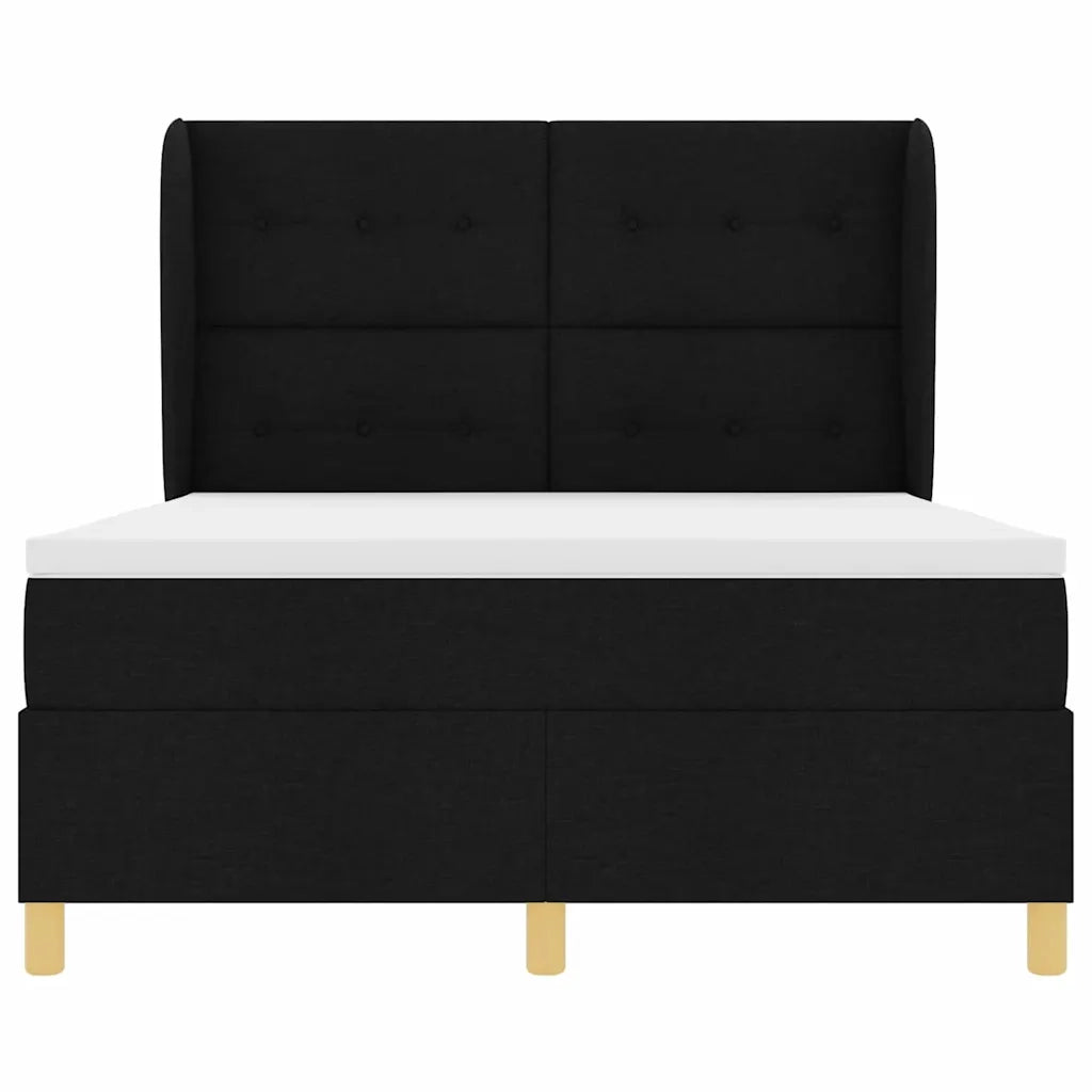 Letto a molle con materasso Nero 190 x 140 cm Tessuto 3340748
