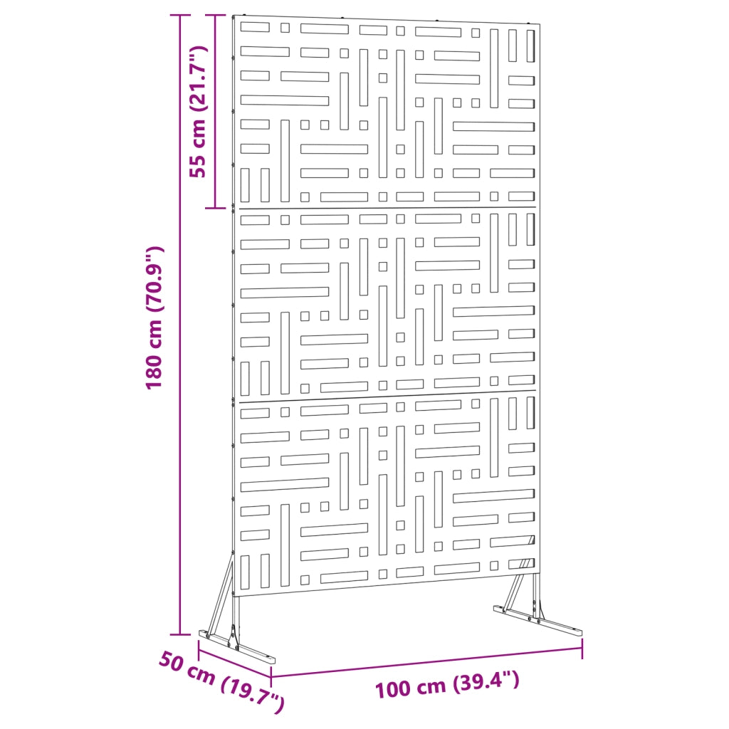 Schermo di Privacy 180 cm Acciaio Resistente alle Intemperie