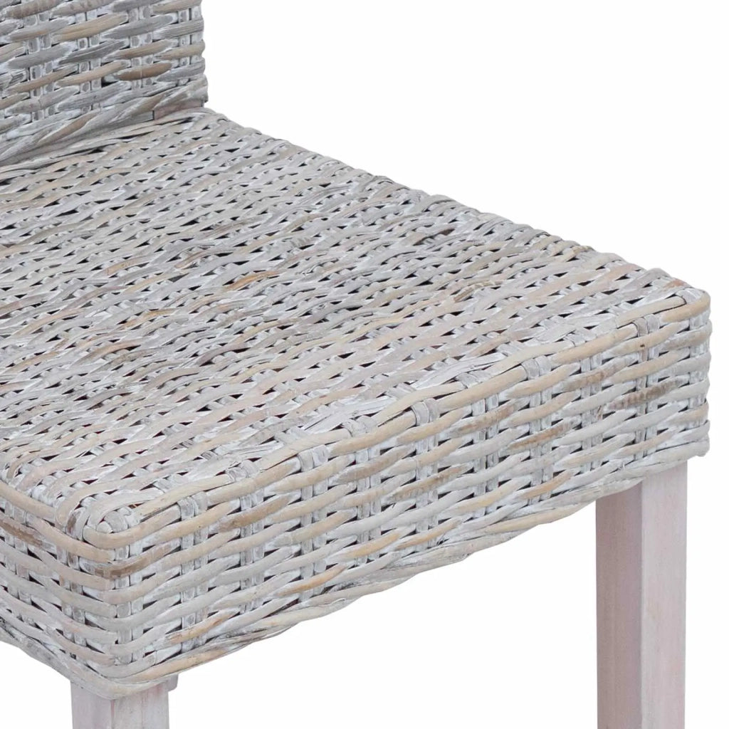 Sedia da pranzo 2 pcs Rattan Kubu e Legno Massello di Mogano