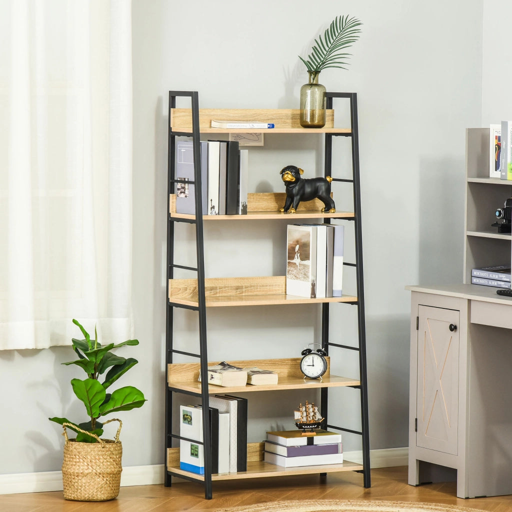 Libreria 5 Livelli con Ripiani ¨C Xylo ¨C Metallo e Legno Naturale 70x35x149,5 cm
