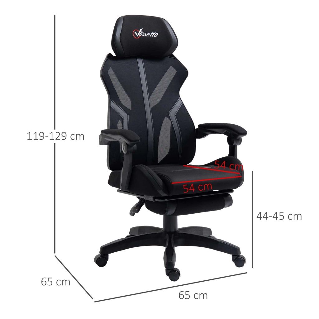 Sedia Gaming Girevole Reclinabile ¨C Xylo ¨C con Poggiapiedi Retrattile e Altezza Regolabile 65x65x119-129cm Nero