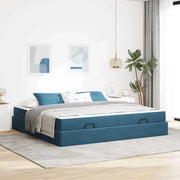 Struttura letto con materasso con materasso 2 pcs Blu Velluto