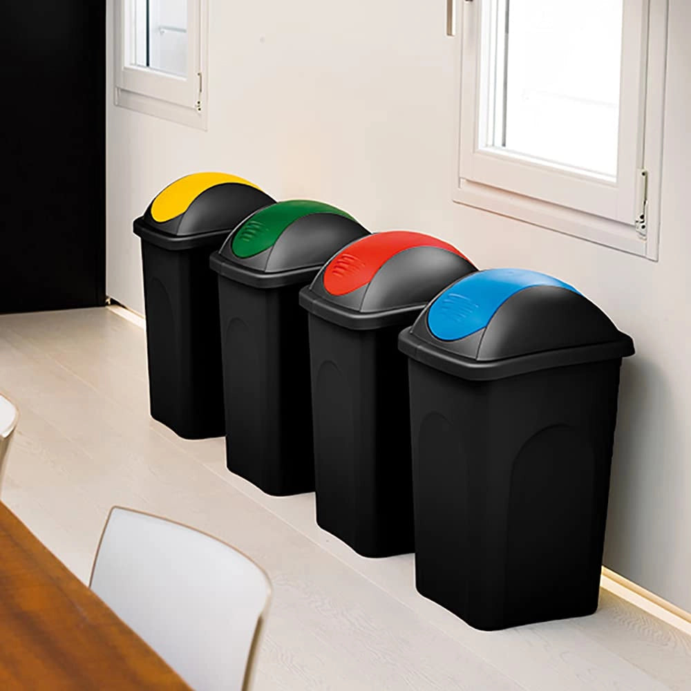 BIDONE MULTIPAT CON BASCULA LT.60- - cm.39x39x68h. - nero/blu - 3 pezzi STEFANPLAST