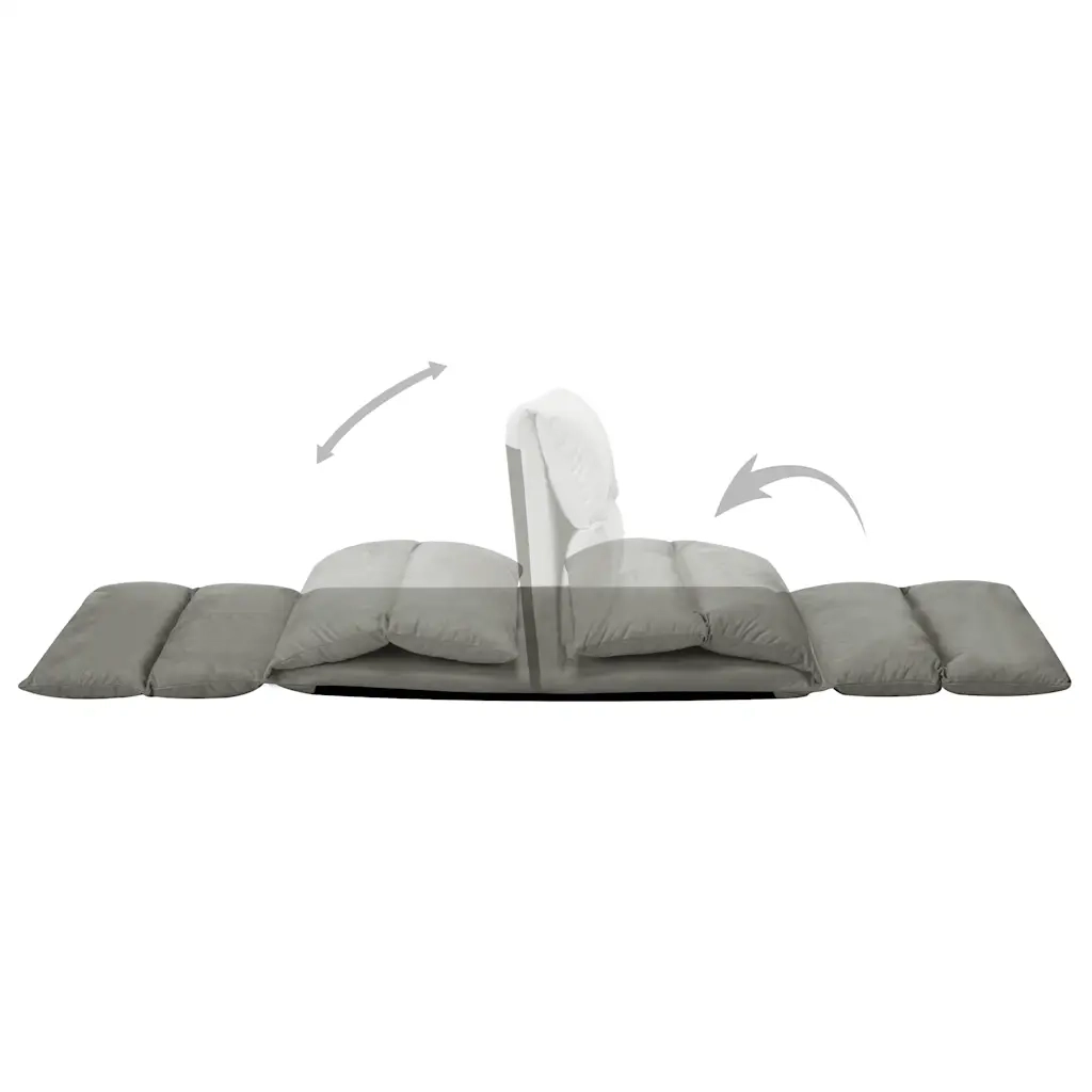 Sedia a Sdraio da Terra Pieghevole Grigio Scuro in Microfibra cod mxl 66676