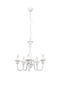 Lampadario da Interno  E14 in Metallo Bianco Opaco