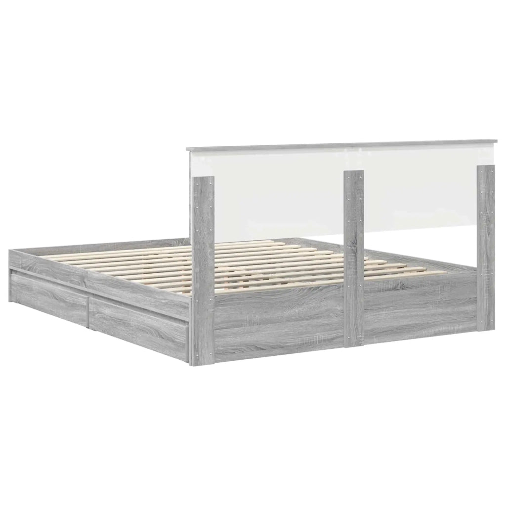 Letto con Contenitore con testiera Grigio Sonoma 160 x 200 cm