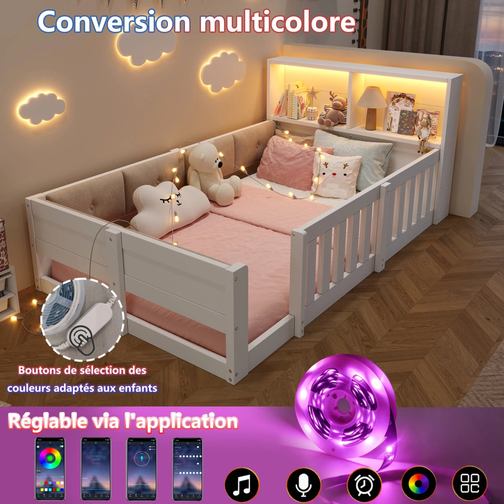 letto basso truciolare bianco 90 x 200 cm