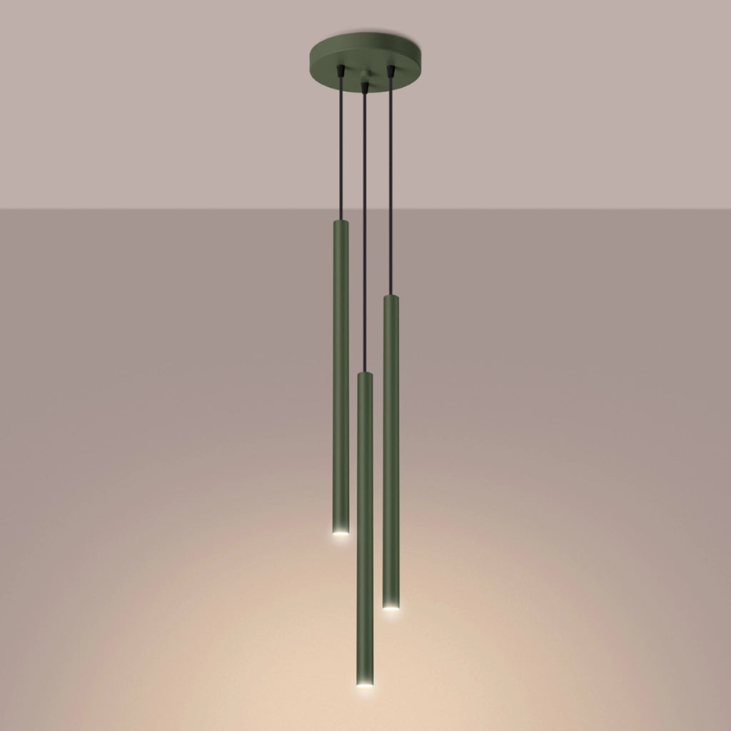 Lampada a sospensione Pastelo Ocean Green a 3 luci, in acciaio, moderna e regolabile