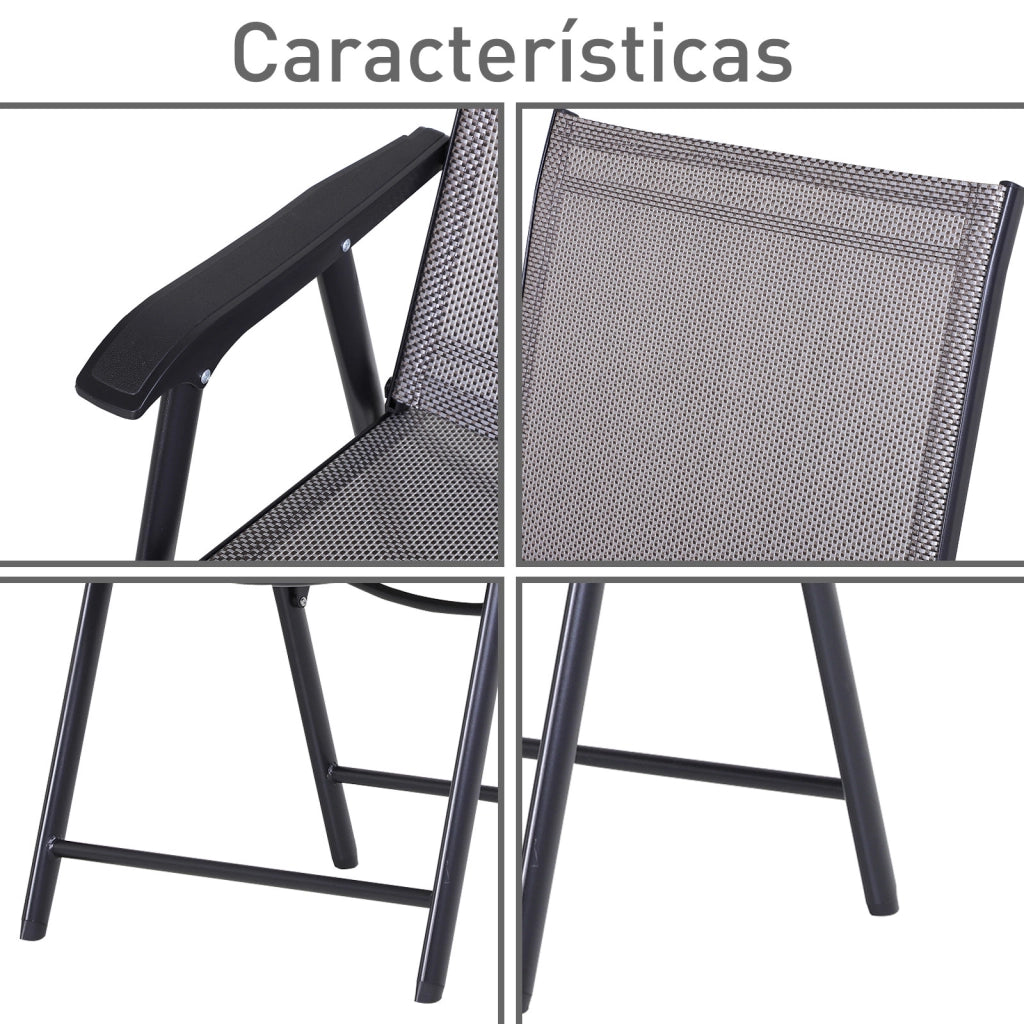 Sedia Pieghevole da Giardino ¨C zephmum ¨C Grigio 58x64x94 cm