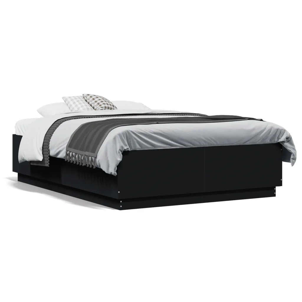 Letto matrimoniale | Letto per adulti | Giroletto Nero 135x190 cm in Legno Multistrato