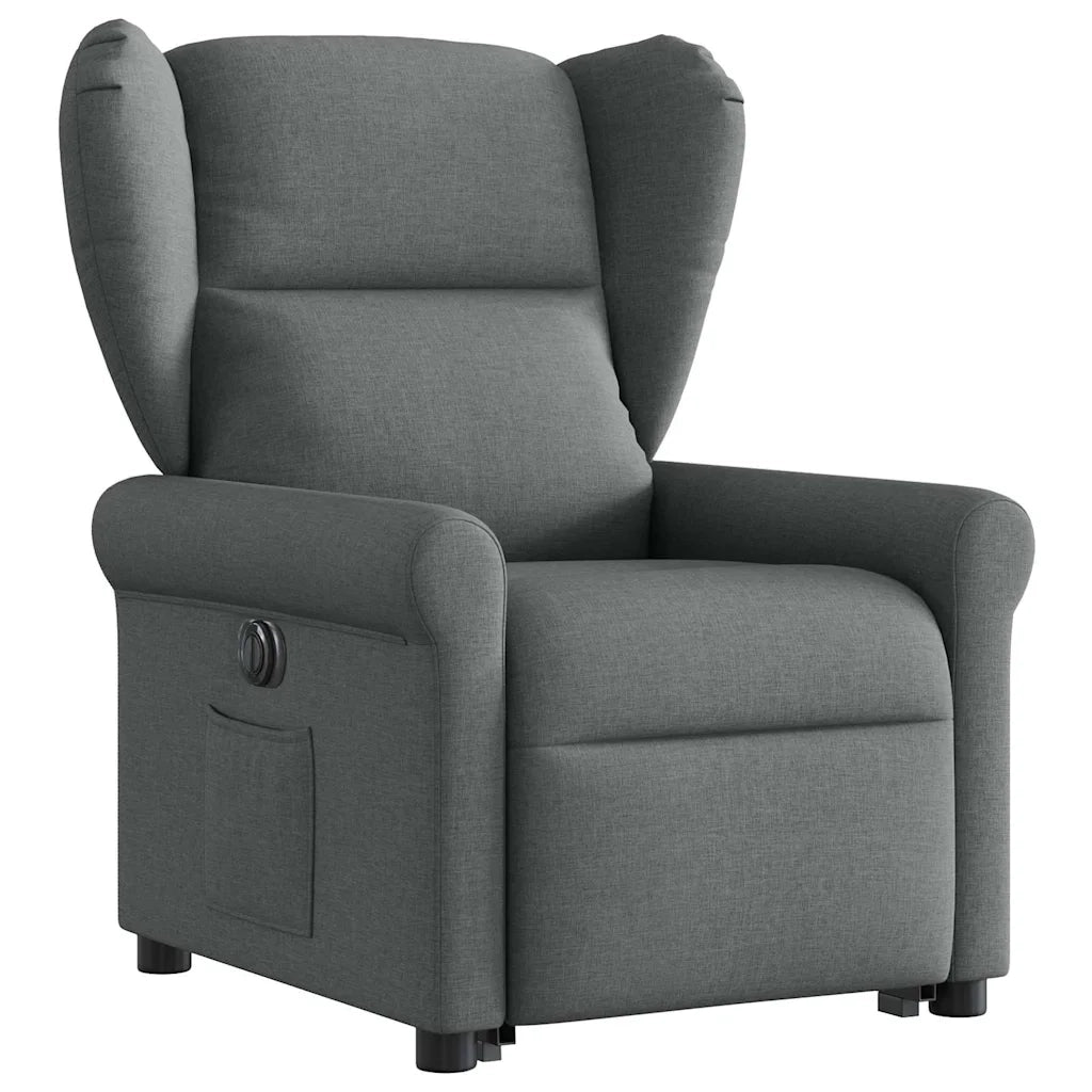 vidaXL Poltrona Alzapersona Reclinabile Elettrica Grigio Scuro Tessuto