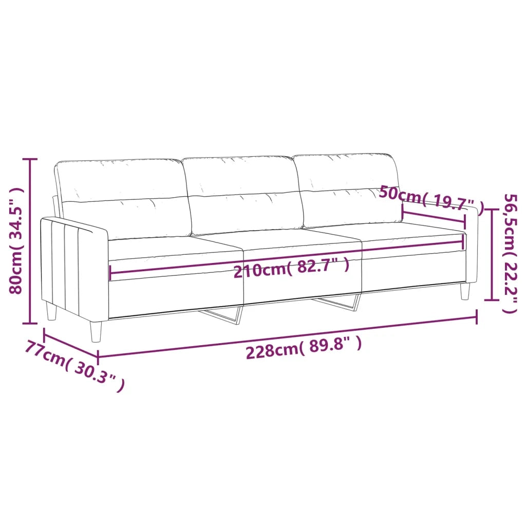 Divano a 3 Posti Grigio Scuro 210 cm in Tessuto 348808