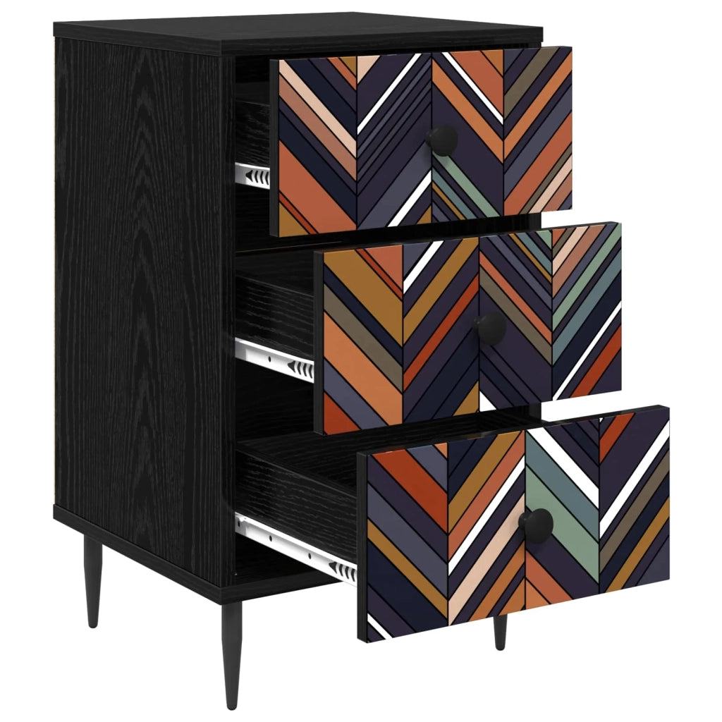 Armadio da Notte OMMEN 2 pz Rovere Nero 36 x 33 x 61 cm 8007330