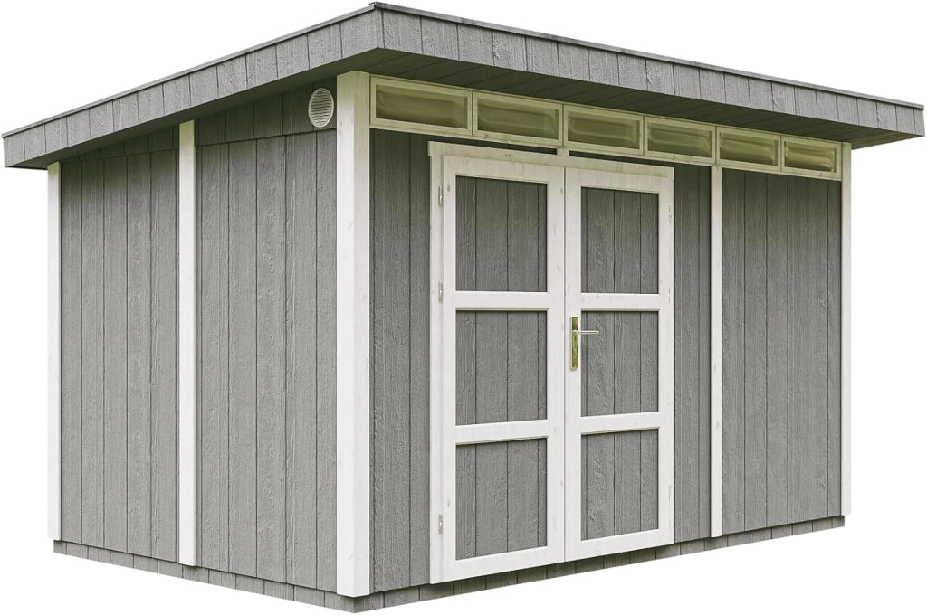 Casetta da Giardino di QUALIT? PREMIUM 8,7m?²-L412xW279cm - TIMBELA M904A-CAVERN STEEL
