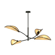 Lampada a sospensione Lotus in acciaio nero e rattan