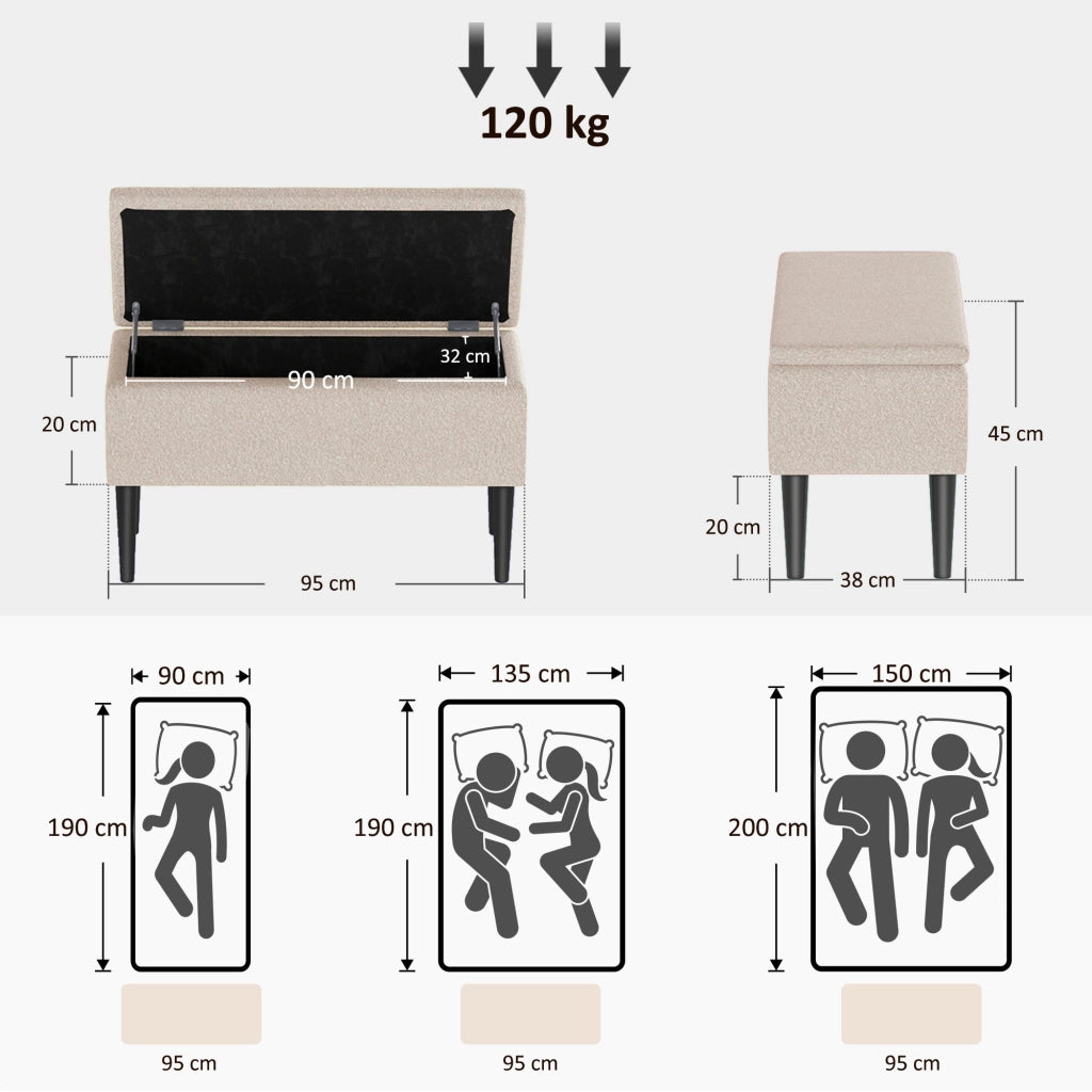 Cofano cassettiera in legno con piedini ¨C Zephmum ¨C 95x38x45 cm beige