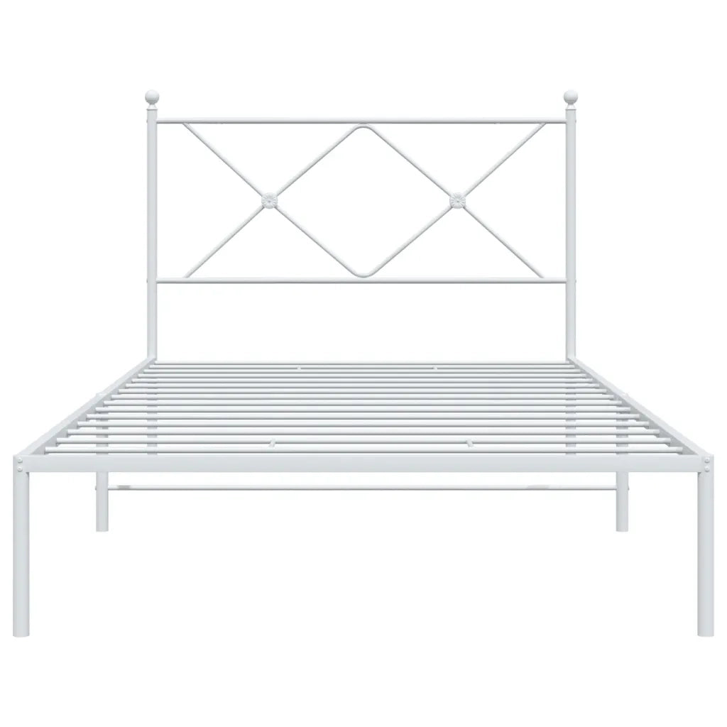 Giroletto con Testiera Metallo Bianco 100x190 cm 376545
