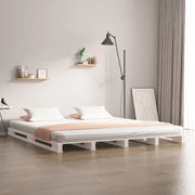 Letto a Pallet Bianco 180x200 cm Super King in Legno Massello