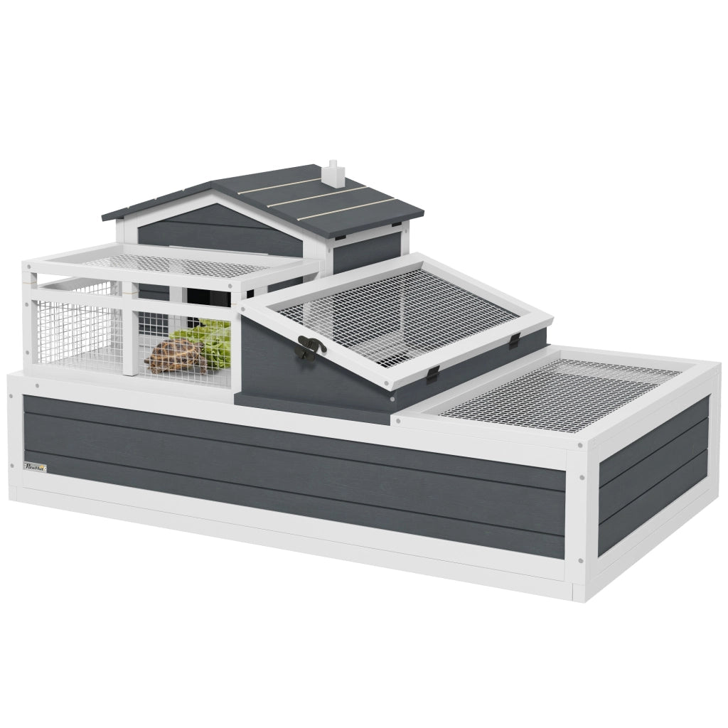 Casa per Tartarughe 2 Livelli ¨C Xylo ¨C Legno Abete Grigio Interno Esterno Balcone