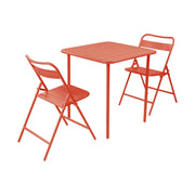 Set tavolo da giardino in acciaio con 2 sedie pieghevoli, 70cm,