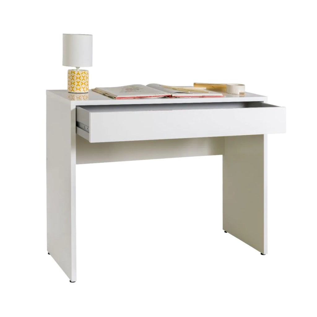 SCRITTOIO CONSOLLE 1 CASSETTO BIANCO LUCIDO  L.100 P.40,5 H.81,5 cm