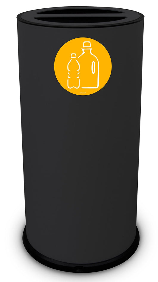 Pattumiera Per Raccolta Differenziata Ø35xh72 cm In Acciaio Verniciato 2 Scomparti Nero