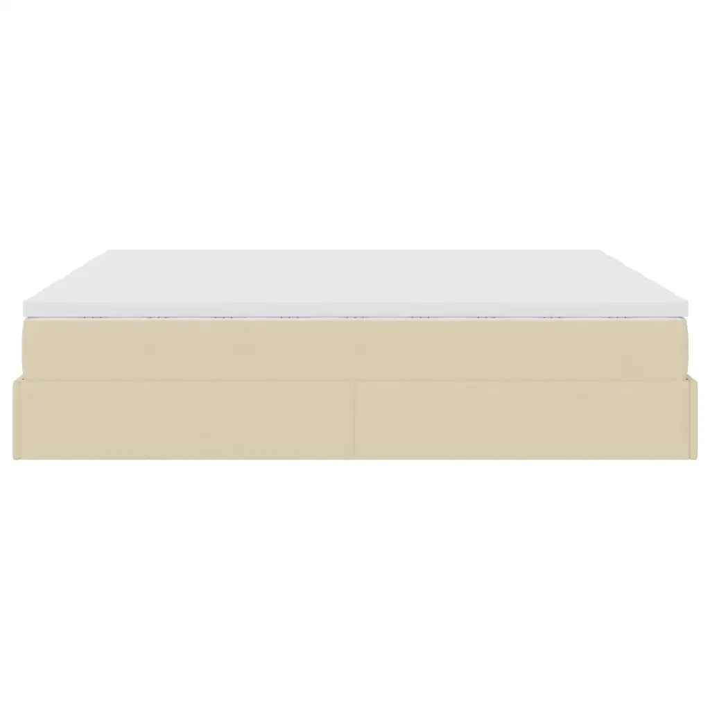 Struttura Letto Pouf con Materassi Crema 160x200 cm in Tessuto 3311239