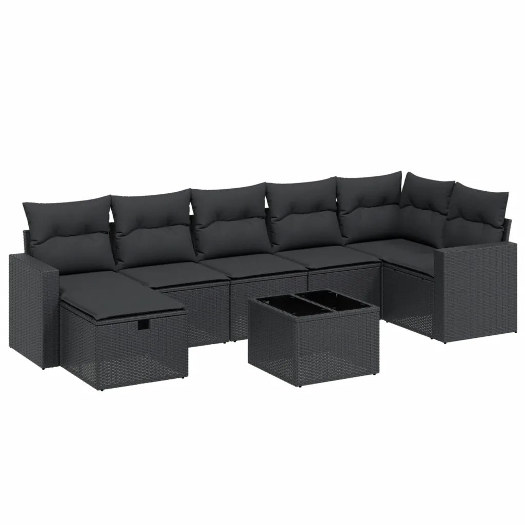 Set Divani da Giardino con Cuscini 8 pz Nero in Polyrattan 3263511