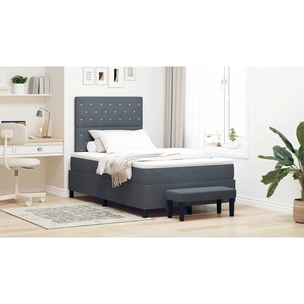 Letto a molle con materasso Grigio scuro 120 x 200 cm Velluto 3344439