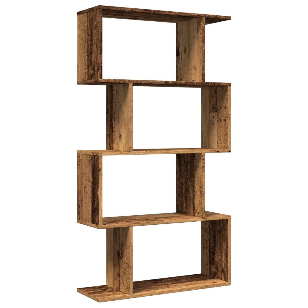 Libreria 4 Ripiani-Scaffale per Libri-Mobile di Stoccaggio Legno Vecchio 70x24x129 cm in Truciolato