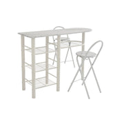 Set Banco Cucina + 2 sgabelli Oslo Mdf Bianco Marmo + Struttura Bianca