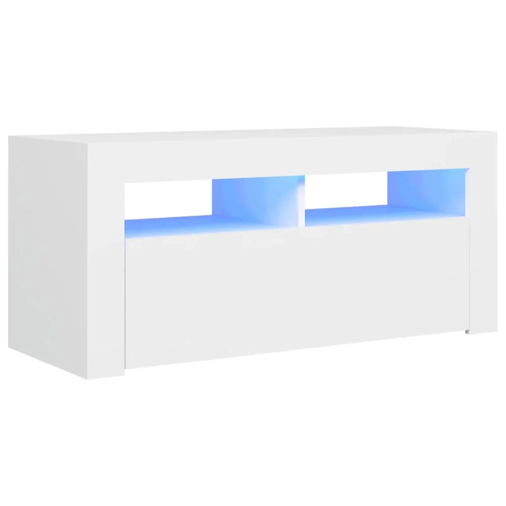 Mobile TV multimediale scaffale TV credenza mobile TV per sala da pranzo soggiorno camera da letto con luci LED 90 x 35 x 40 cm bianco 02_0026622