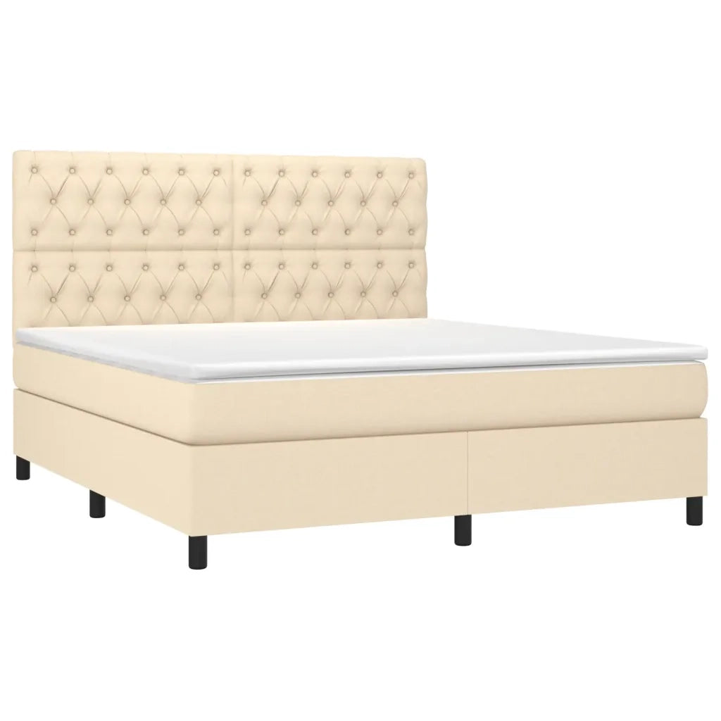 Letto a Molle con Materasso e LED Crema 160x200 cm in Tessuto cod mxl 35343