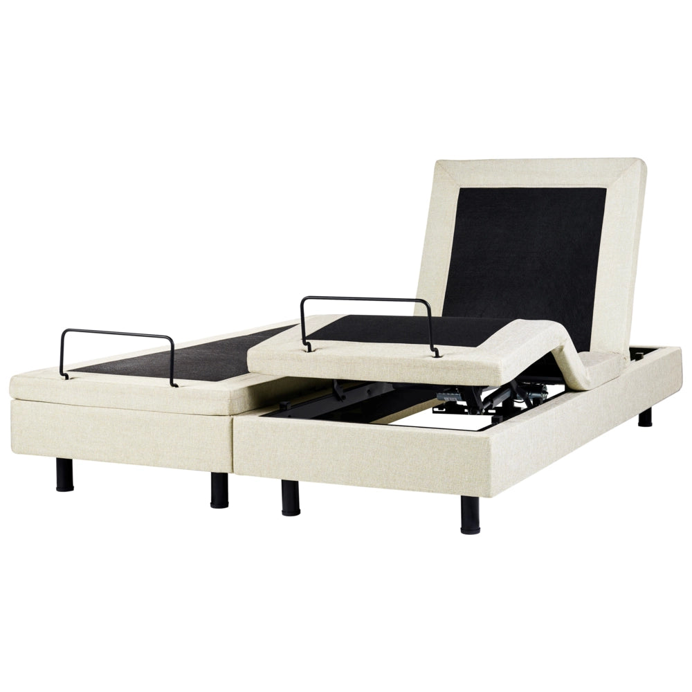 Letto elettrico matrimoniale tessuto beige regolabile con telecomando senza testiera 180x200 cm stile moderno