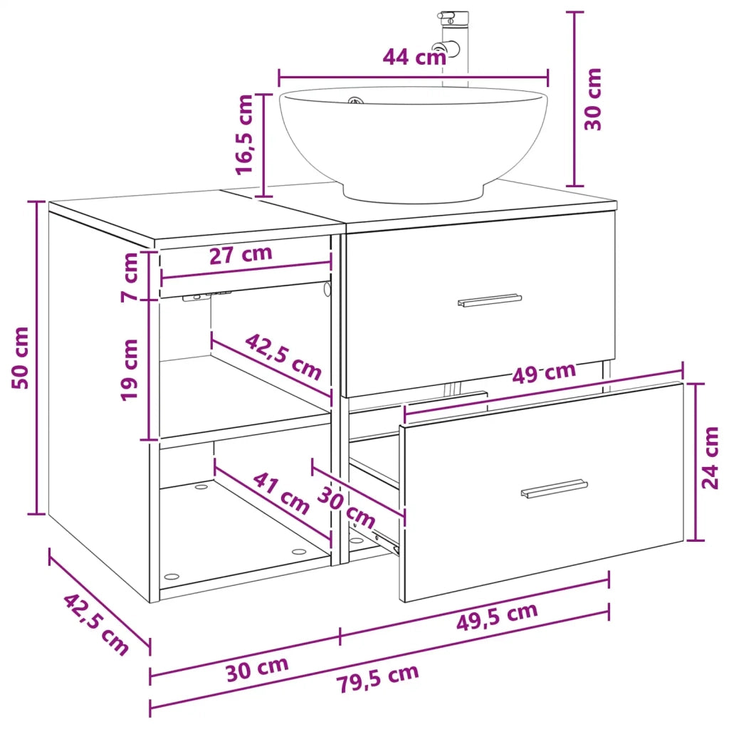 Set di mobili per il bagno 2 pz Legno antico 3403918